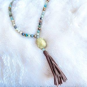 Amazonite Necklace w/ Druzy Pendant